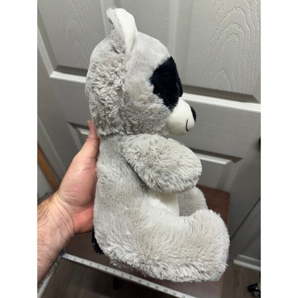 Raccoon Gray Black White Stuffed Animal Plush 12" Sitting Trash Panda - Picture 2 of 6
